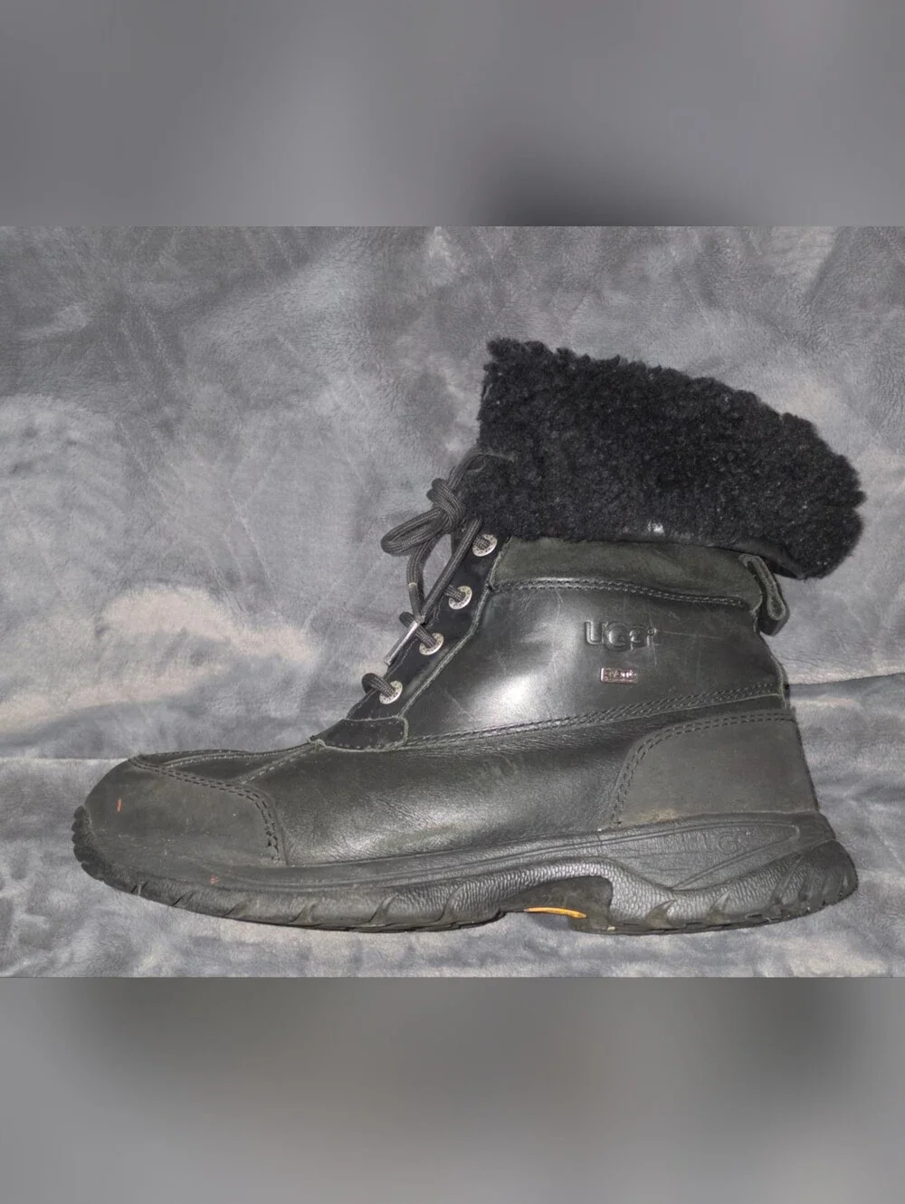 UGG Butte Waterproof Leather Shearling Winter Boots ~ Black 5521 | Men's: 10